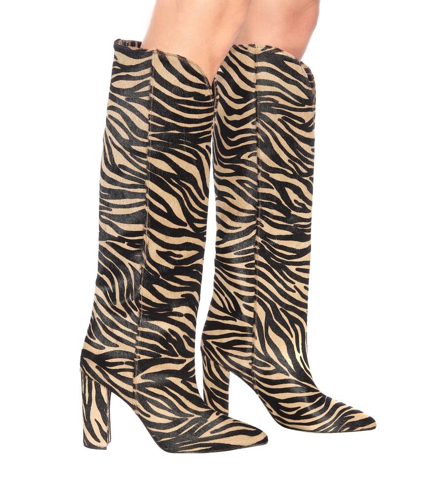 PARIS TEXAS ZEBRA-PRINT SUEDE KNEE-HIGH BOOTS,P00415493