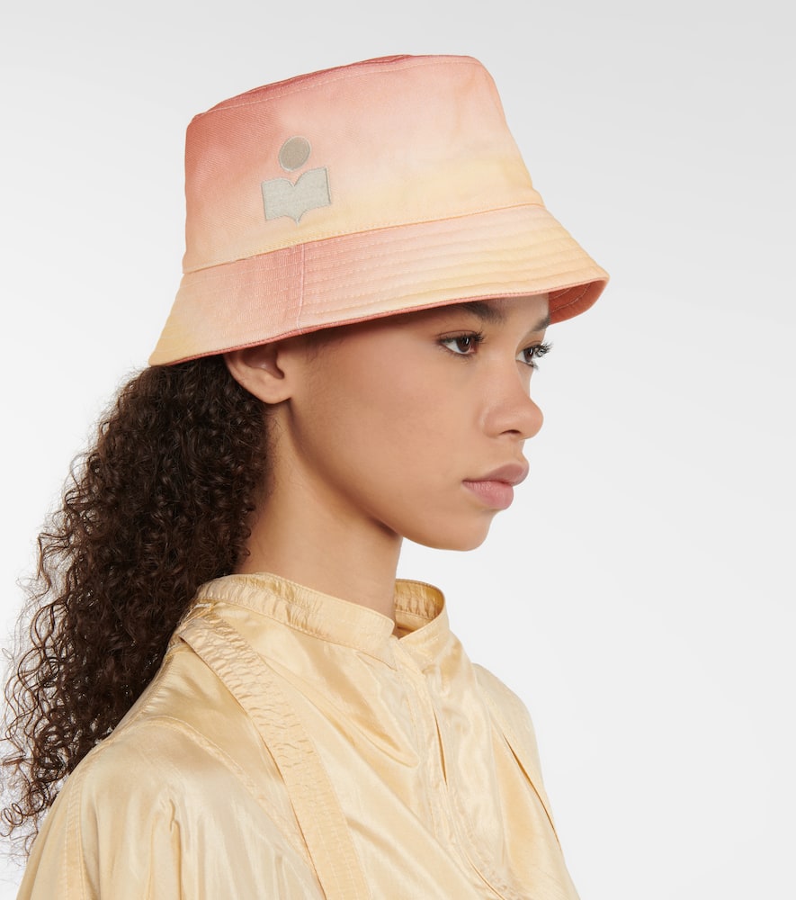 Isabel Marant Haley Cloudy Cotton Logo Bucket Hat In Tangerine