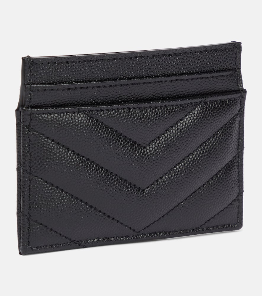 Shop Saint Laurent Cassandre Leather Card Holder In Nero