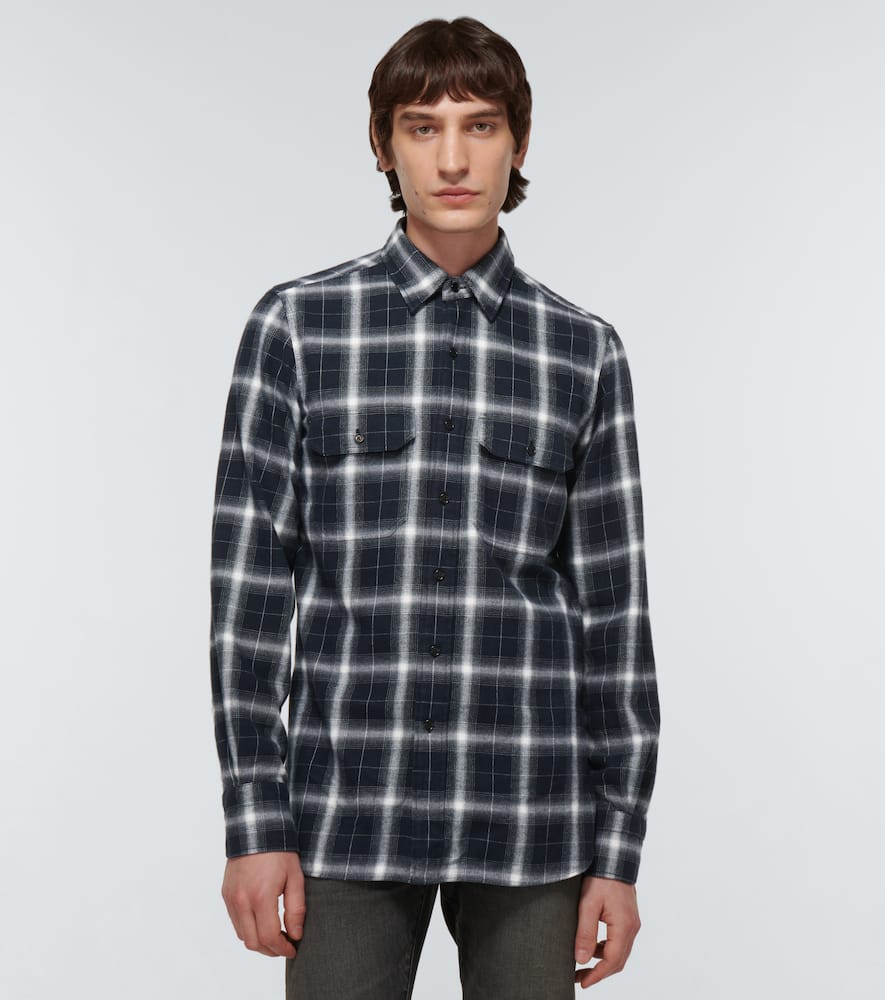 Tom Ford Western Shirt In Cotton In Brown & Chalk