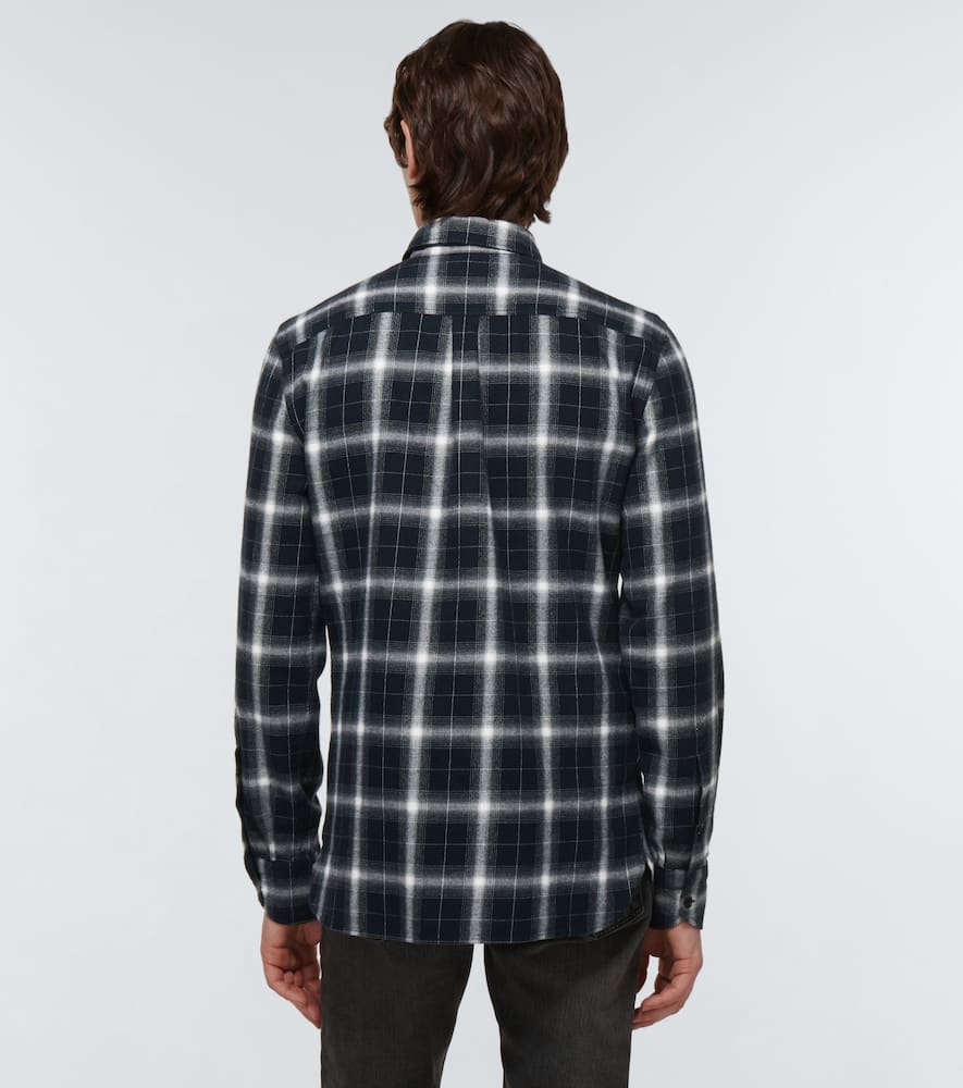 Shop Tom Ford Checked Cotton Shirt In Brown & Chalk