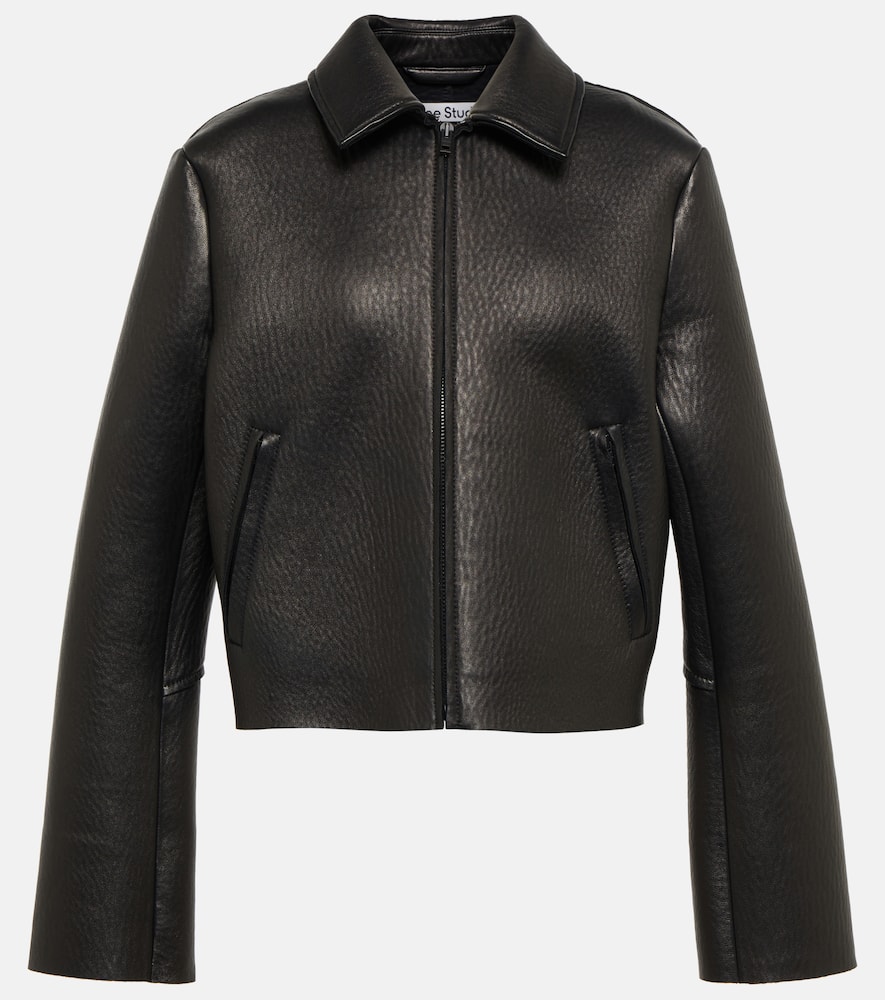 Acne Studios Cropped Leather Jacket In Schwarz ModeSens