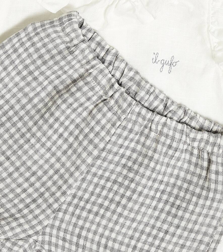 Il Gufo Baby Frill-trimmed Linen Top And Shorts Set In Gold