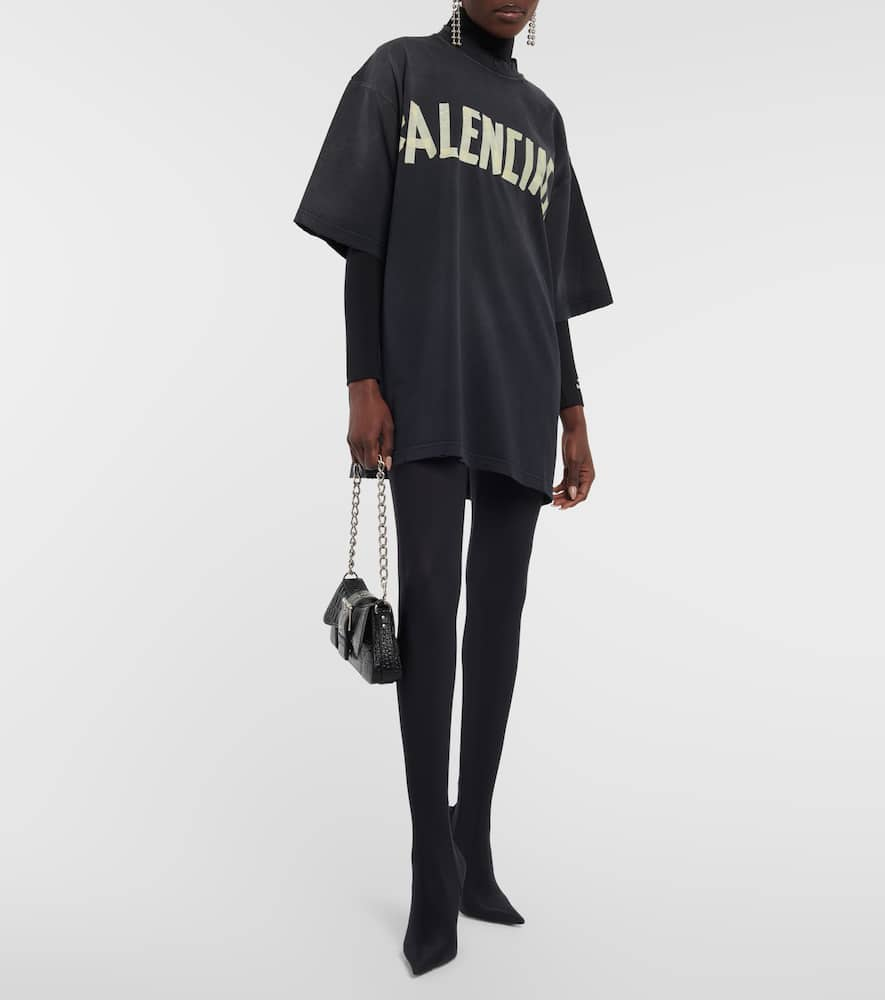 Shop Balenciaga Logo Cotton T-shirt In Washed Black