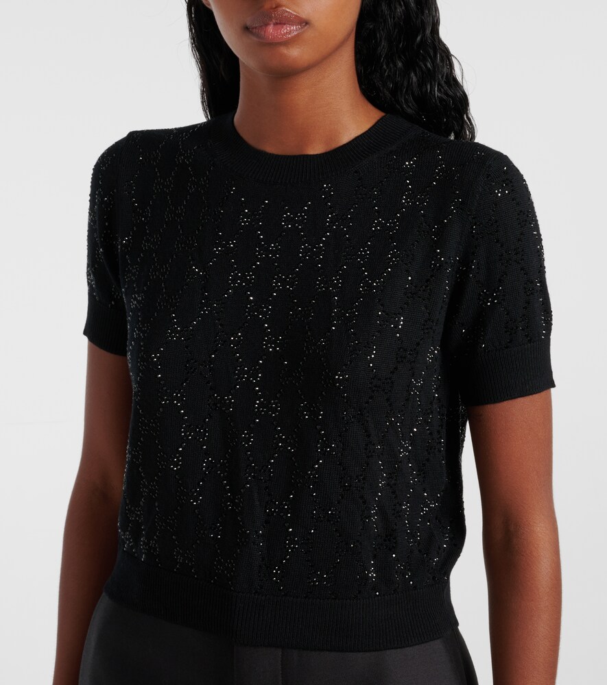  Gucci Gucci Top Gg Aus Wolle Mit Kristallen 