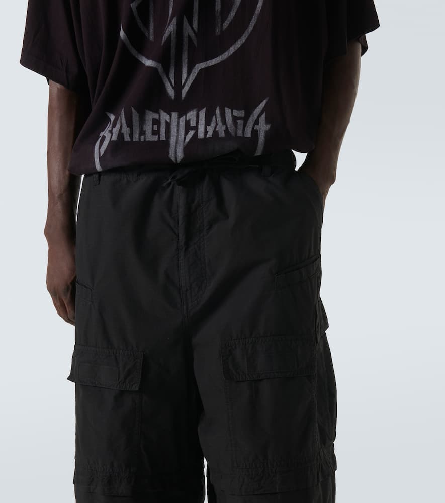Balenciaga Wide Cotton-blend Cargo Pants In Black