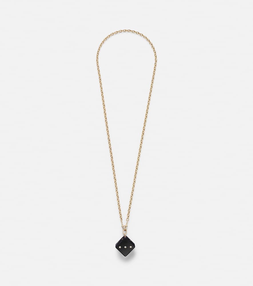 Dado Jumbo 18kt gold and wood pendant necklace with diamonds