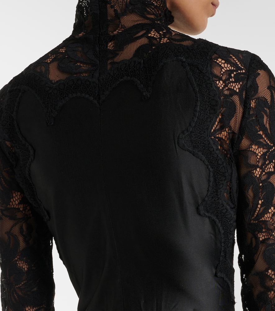 Shop Rabanne Lace-trimmed Top In Black