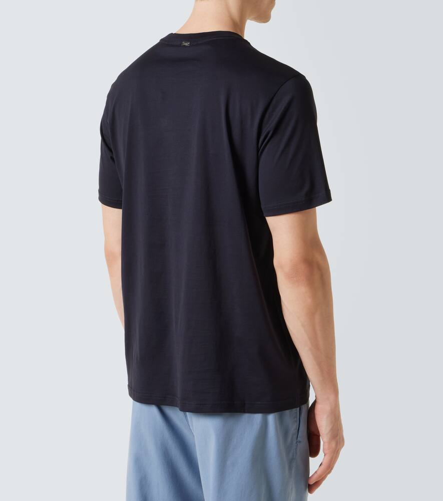 Herno T-shirt In Crepe Jersey In Blue