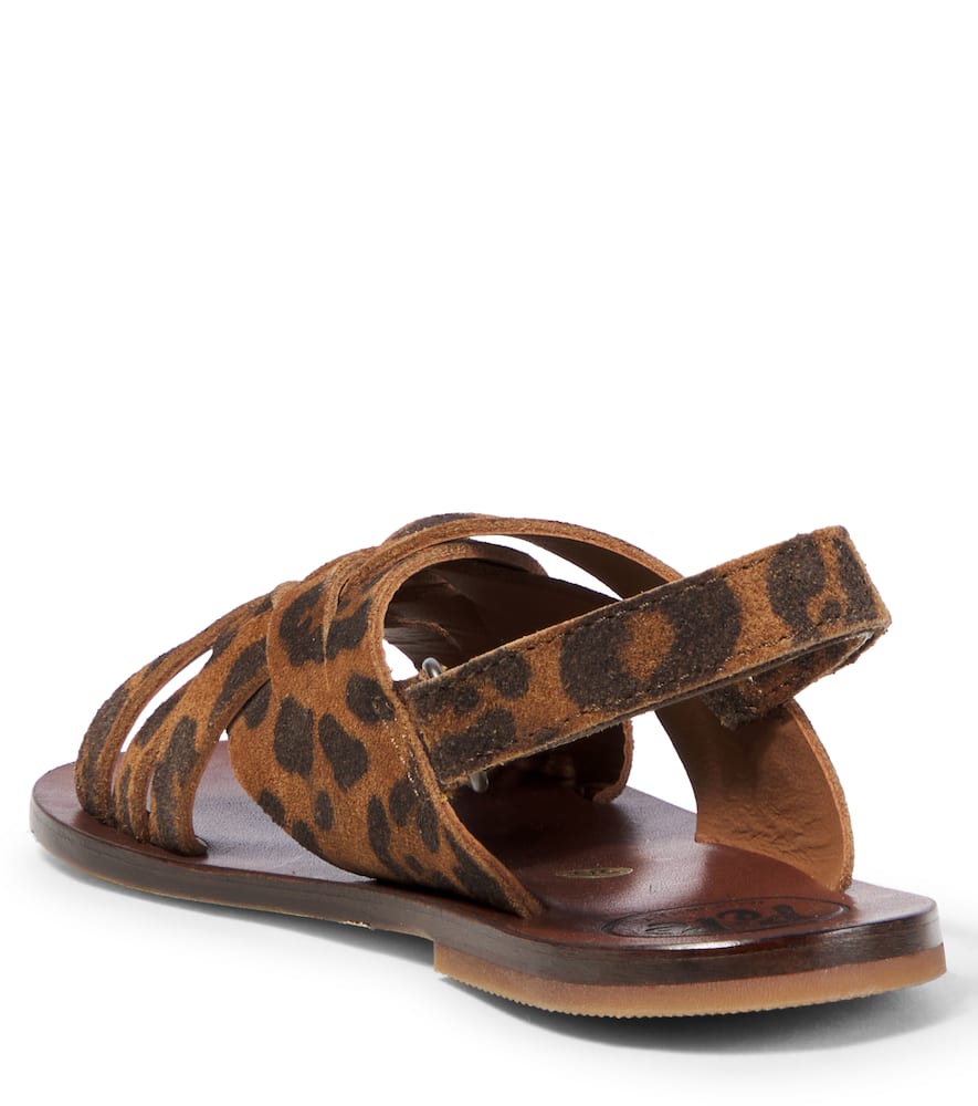 Pèpè Leopard-print Suede Sandals In Brown