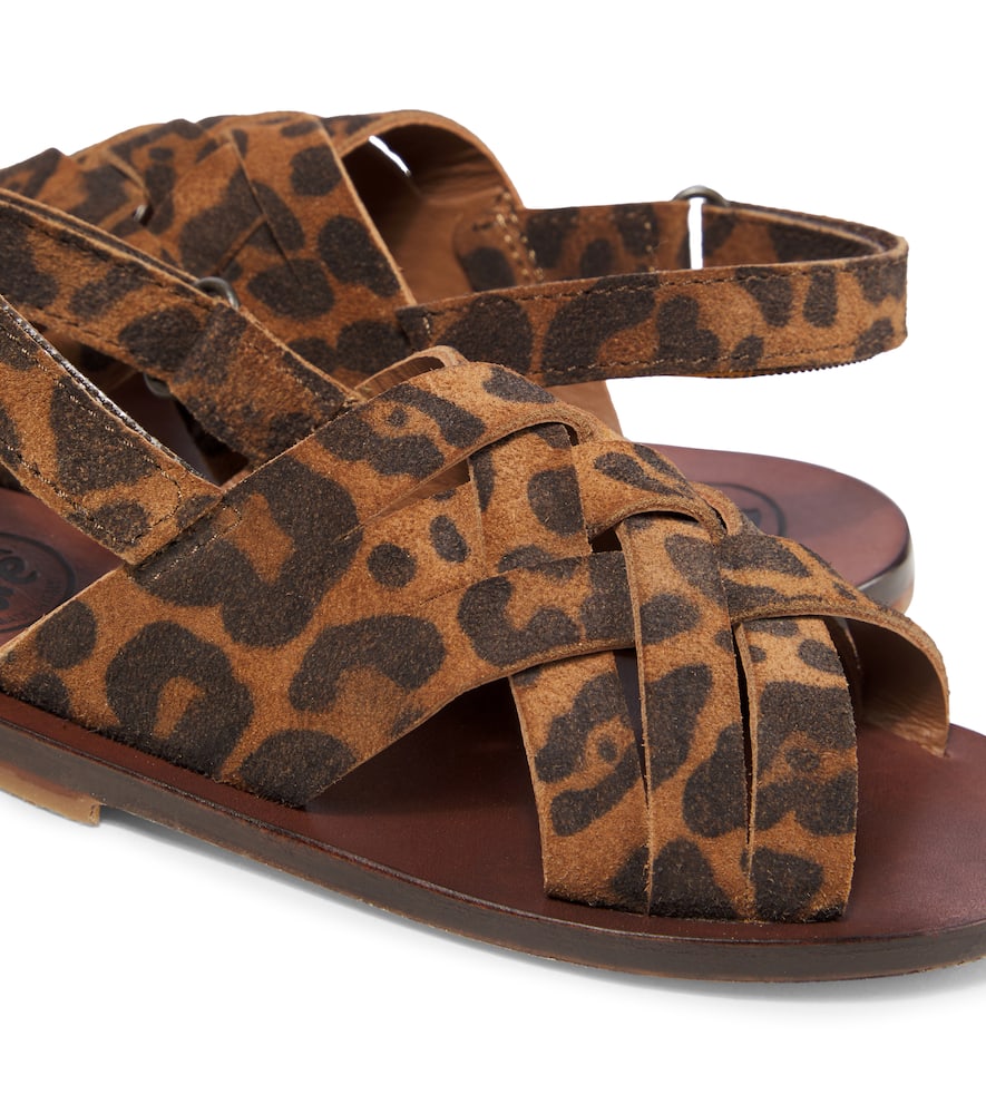 Pèpè Leopard-print Suede Sandals In Brown