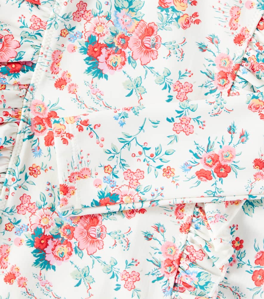 Louise Misha Aurelie Floral Ruffled Rashguard Swimsuit In Multicoloured