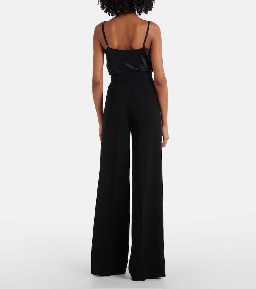 Max Mara Ercole High-rise Wide-leg Crepe Pants In Black