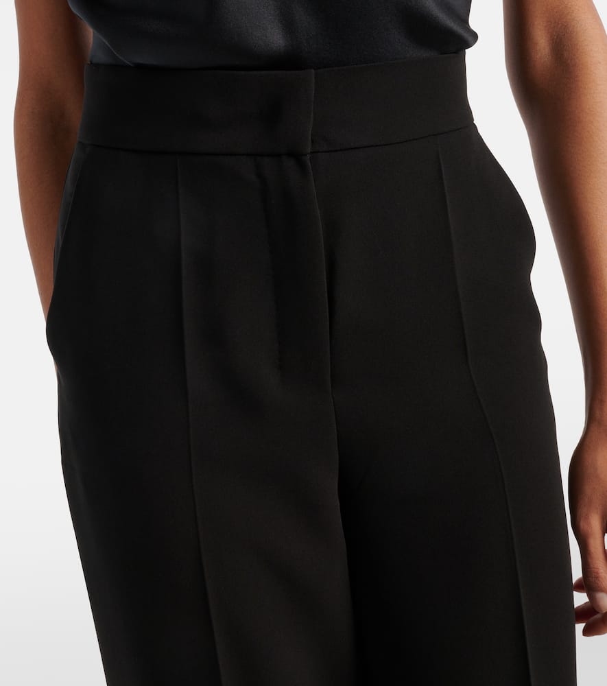 Max Mara Ercole High-rise Wide-leg Crepe Pants In Black