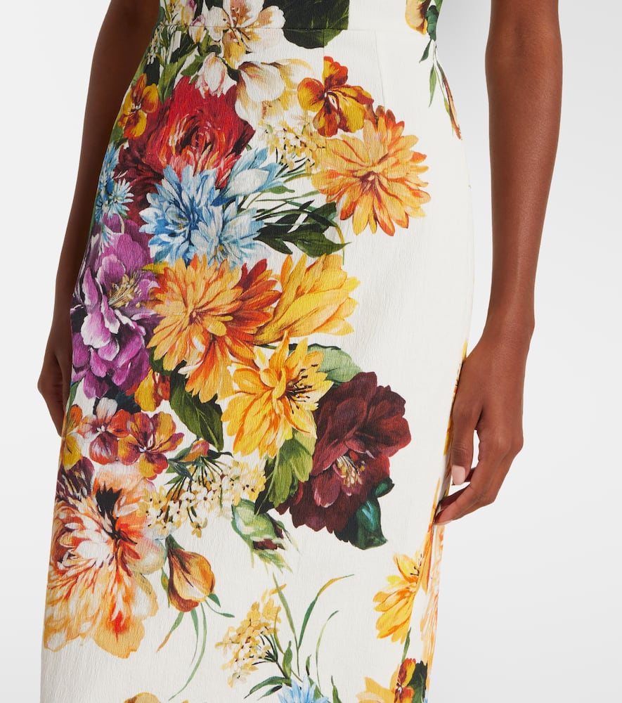 Dolce & Gabbana Midi Dress In Cretonne With A Bouquet Print In Multi