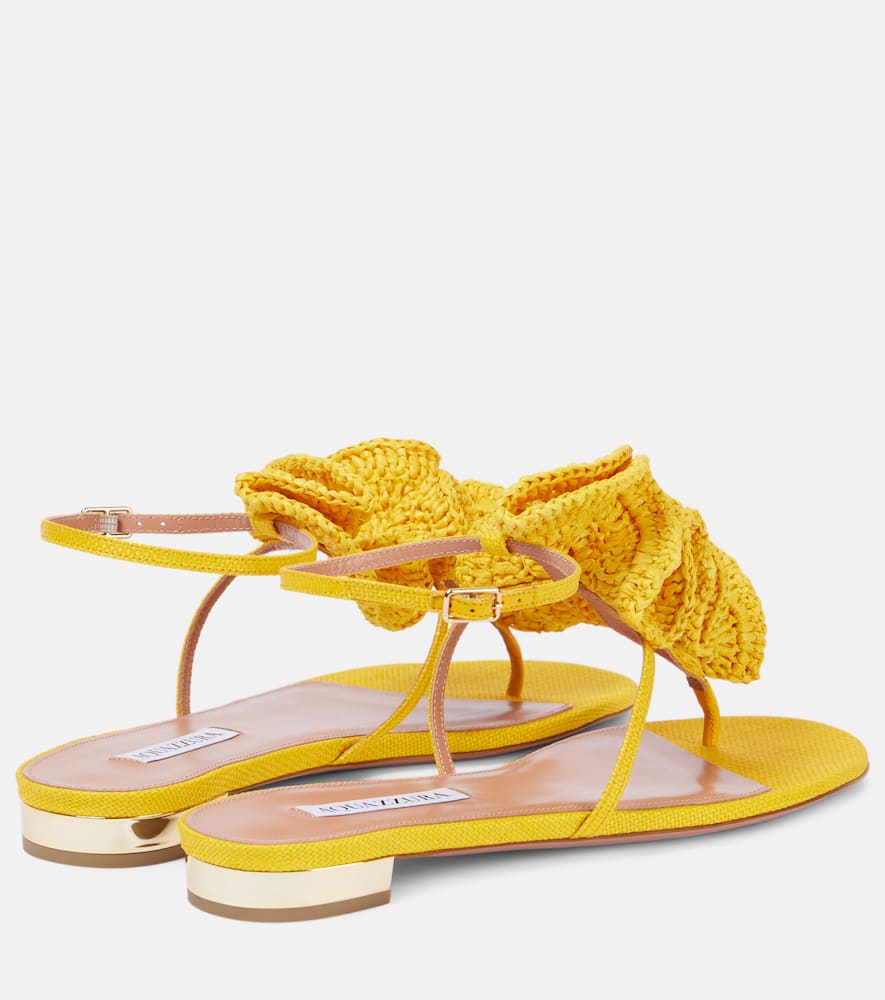Aquazzura Noches Tropicales Flat Sandals Tuscan Sun In Yellow