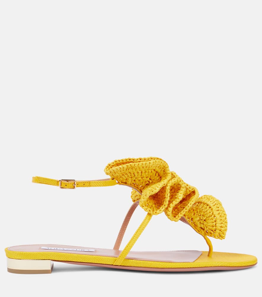 Aquazzura Noches Tropicales Flat Sandals Tuscan Sun In Yellow