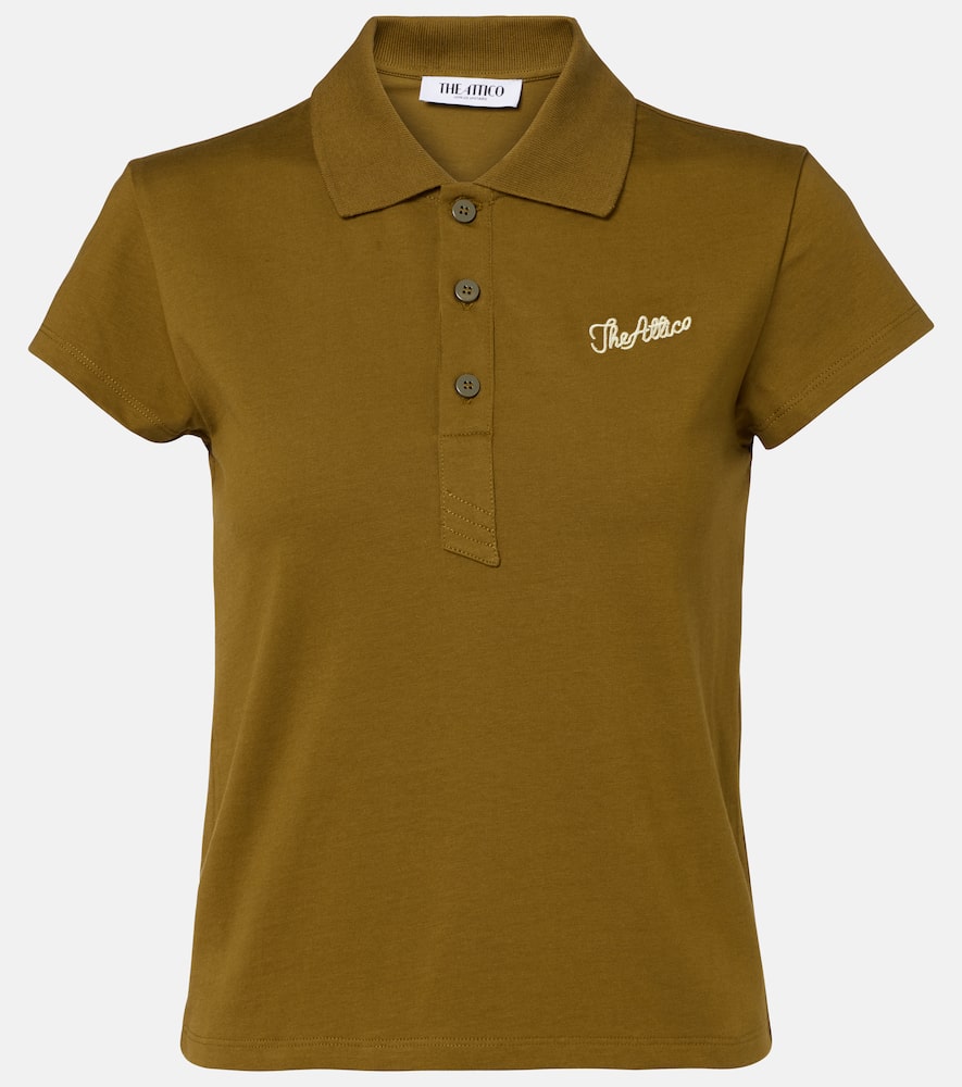 Logo cropped cotton jersey polo shirt