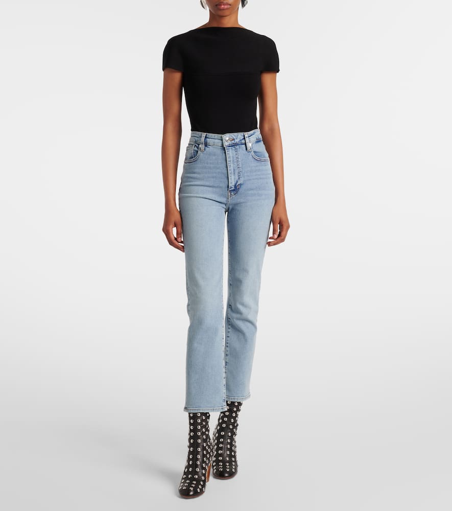 FRAME PENCIL CROP HIGH-RISE STRAIGHT JEANS 