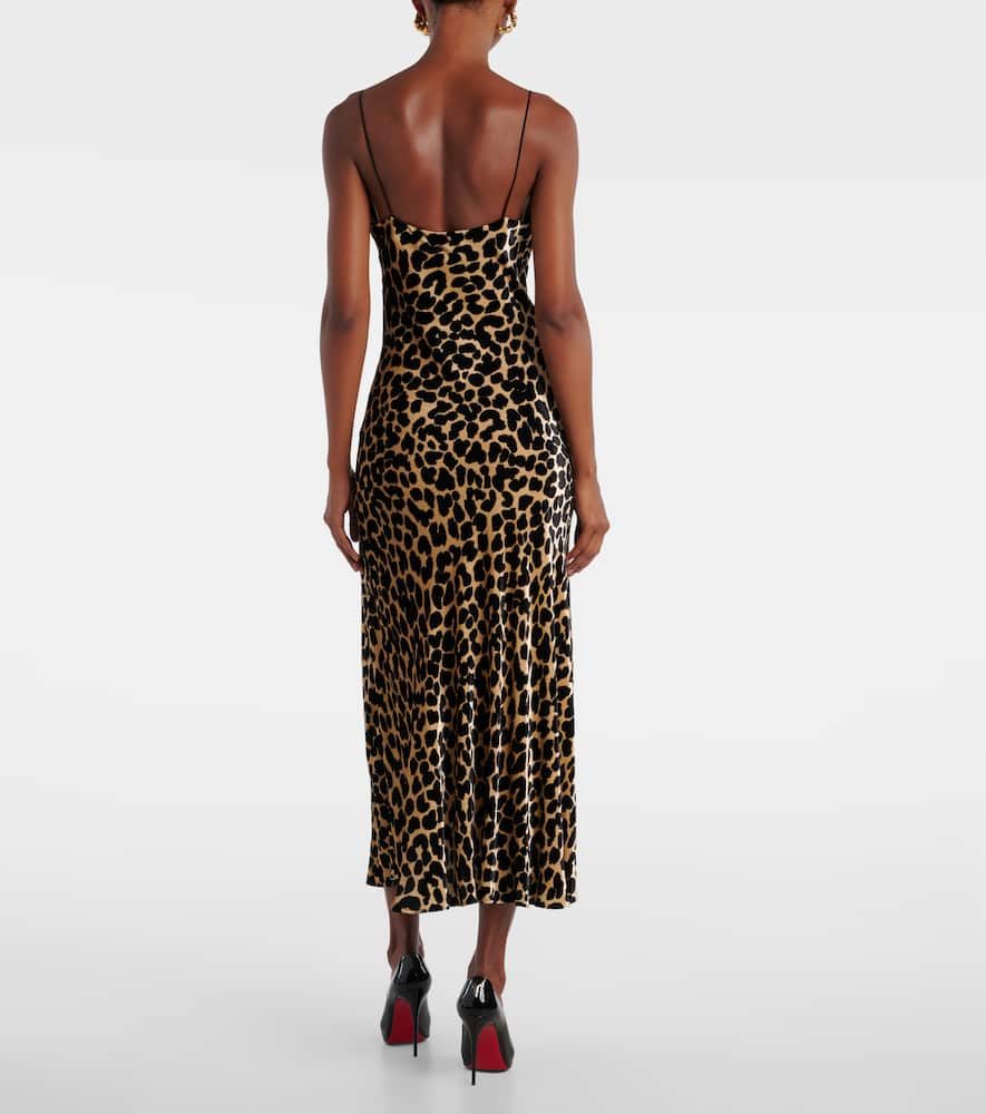 Balmain Leopard Print Cowl Neck Velvet Slip Dress In Multi
