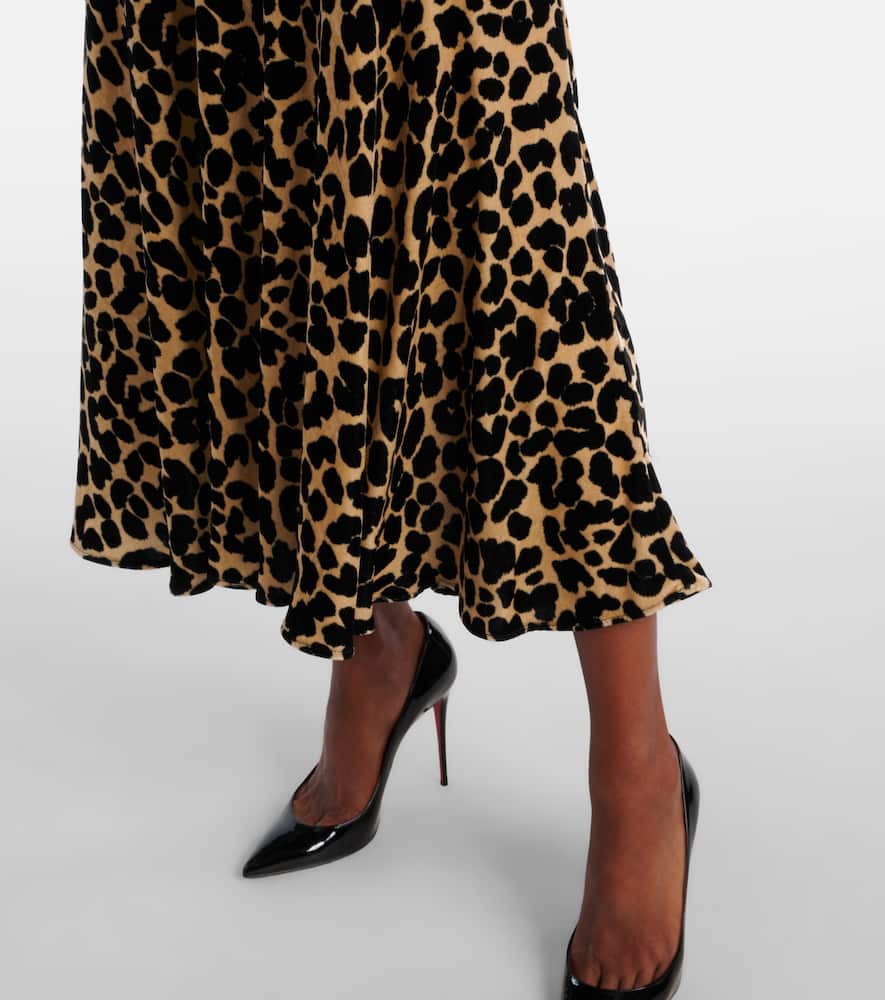 Balmain Leopard Print Cowl Neck Velvet Slip Dress In Multi