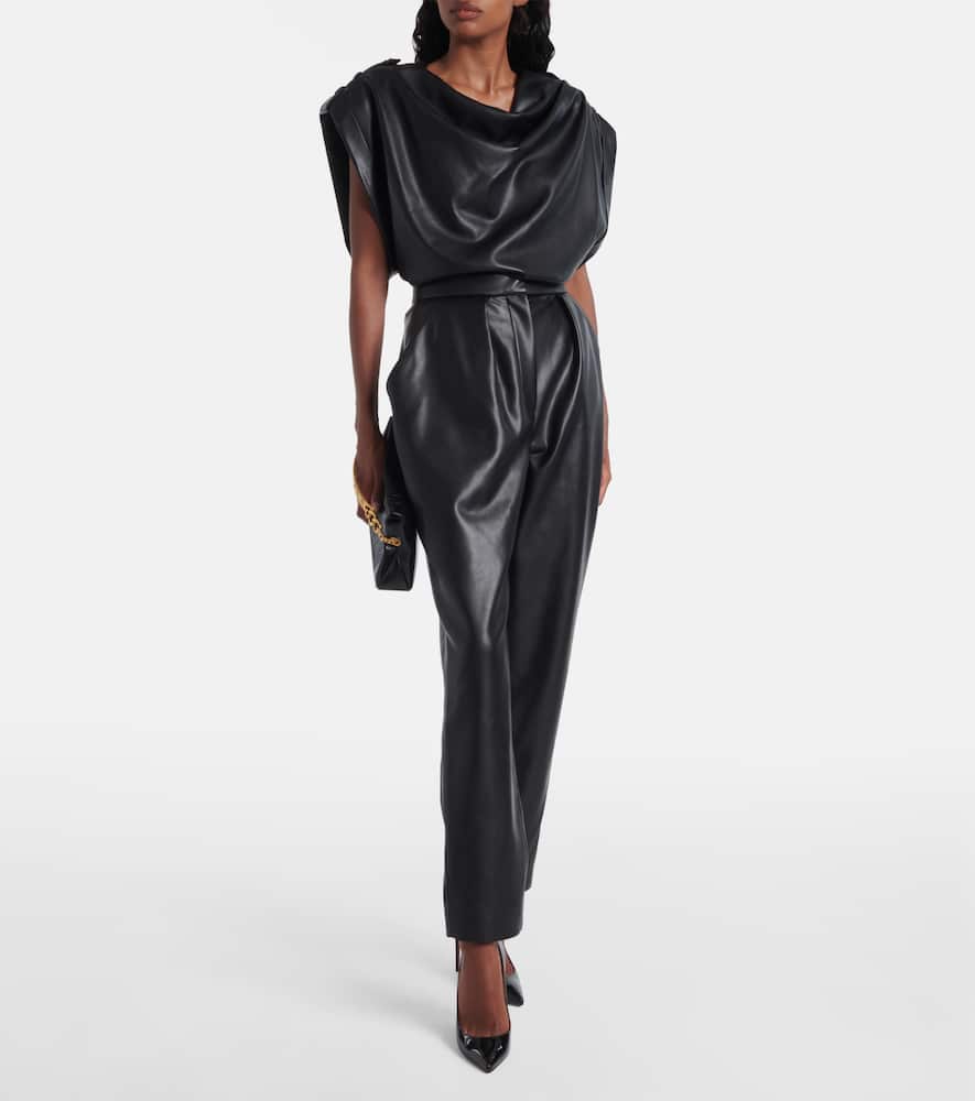 Balmain Faux Leather Tapered Pants In Black
