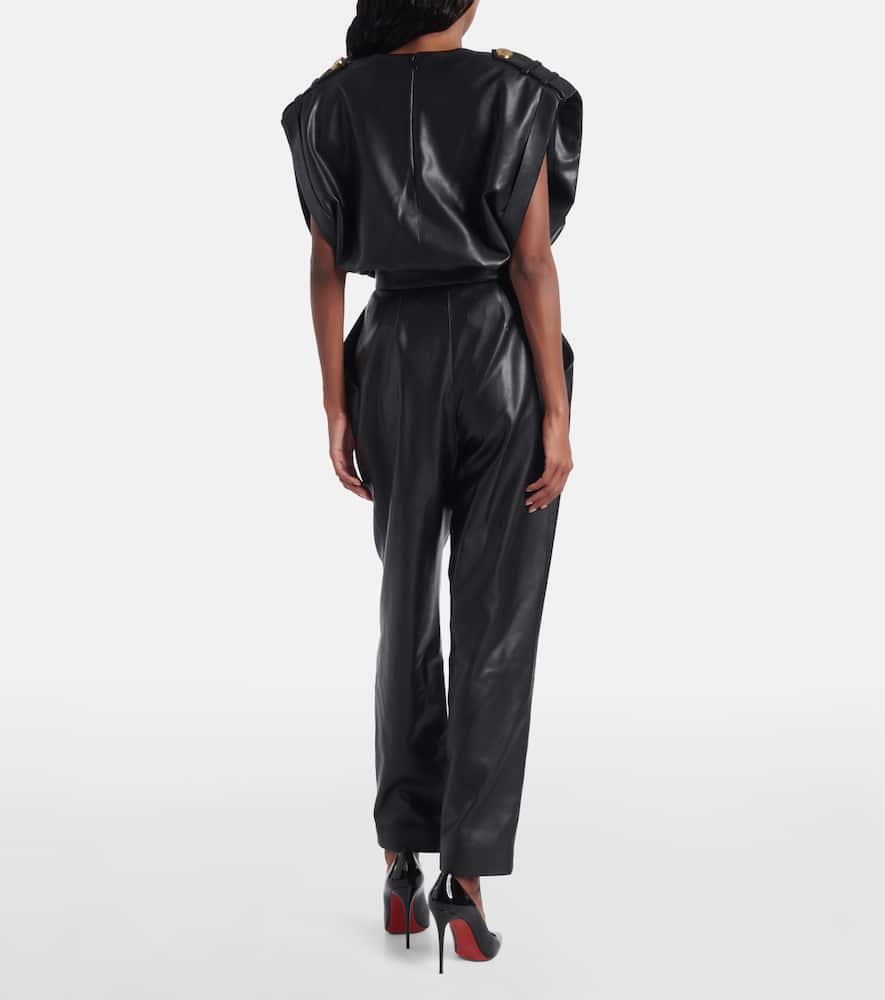 Balmain Faux Leather Tapered Pants In Black
