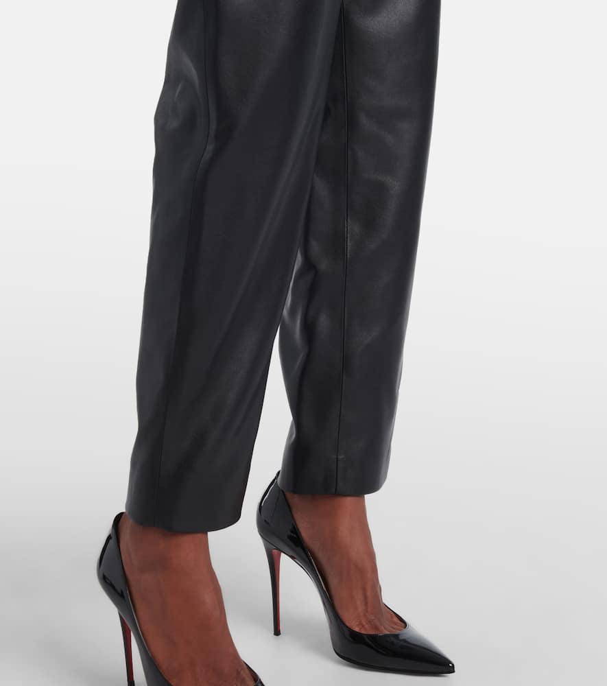 Balmain Faux Leather Tapered Pants In Black