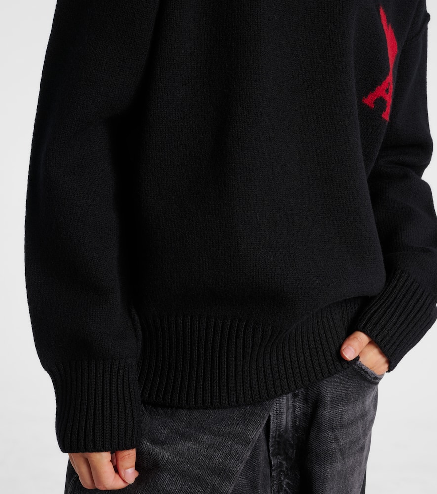 Ami Alexandre Mattiussi Ami De Caur Virgin Wool Turtleneck Sweater In Black