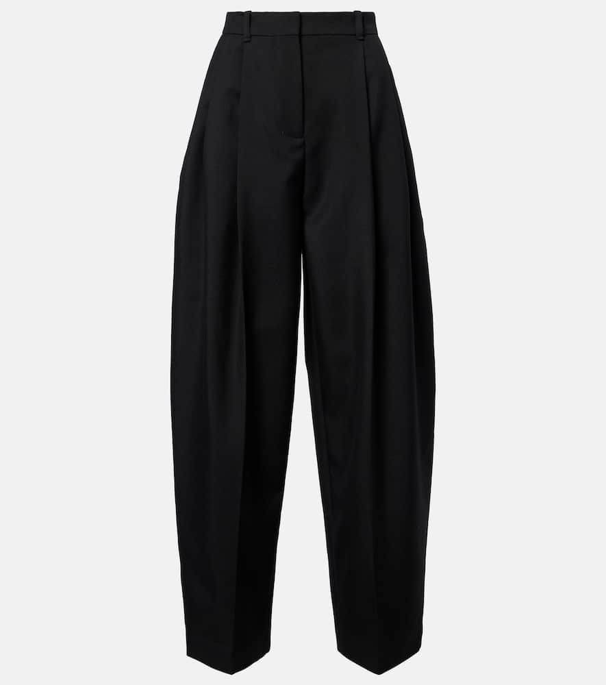 Jacquemus Pleated Wool Wide-leg Pants In Black
