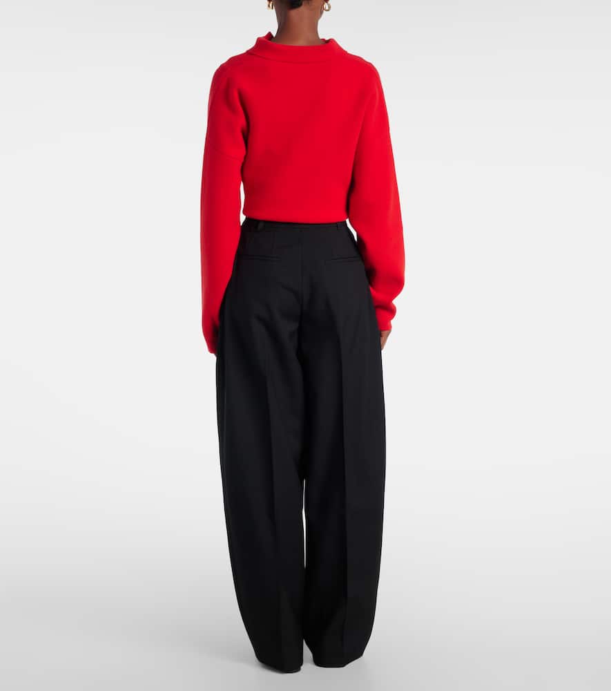 Jacquemus Pleated Wool Wide-leg Pants In Black