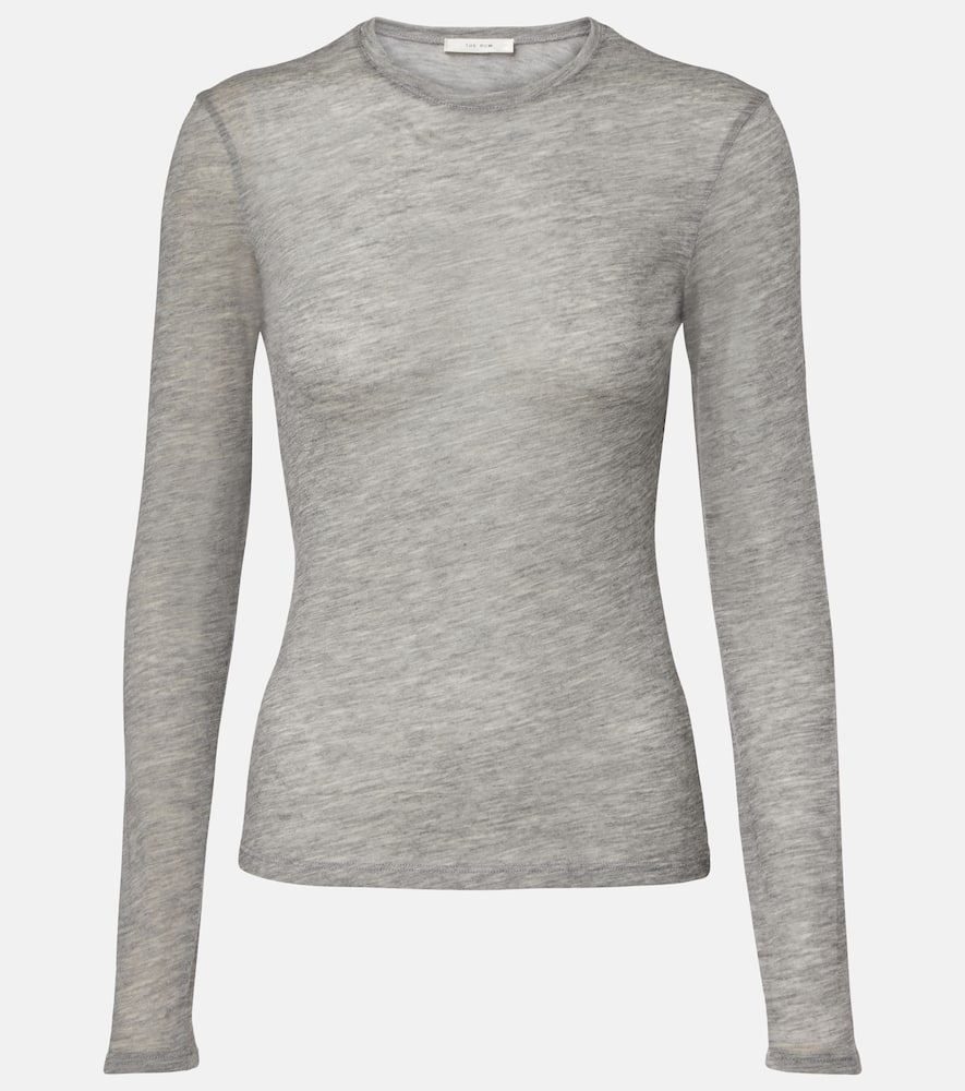 The Row Iverness Knitted Cashmere Top In Gray
