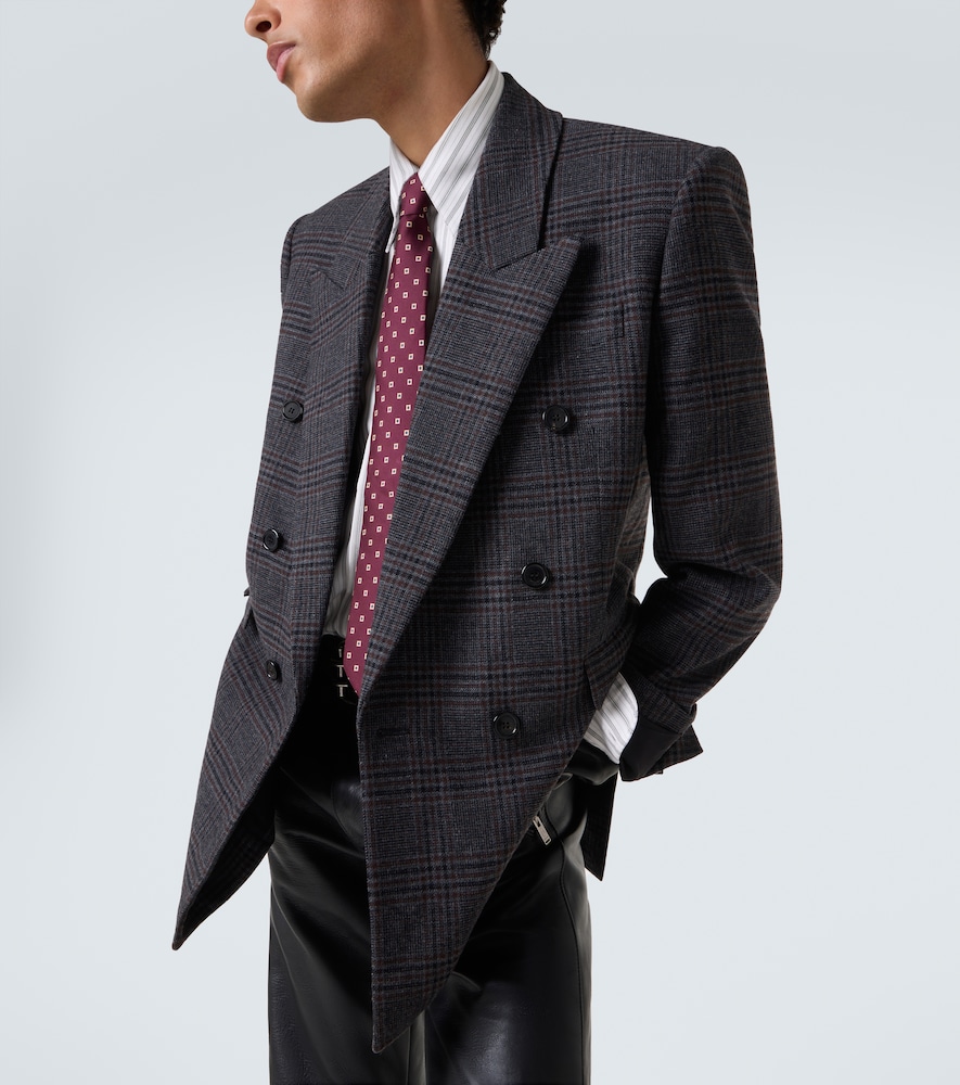  Saint Laurent Saint Laurent Checked Wool And Cashmere Blazer 