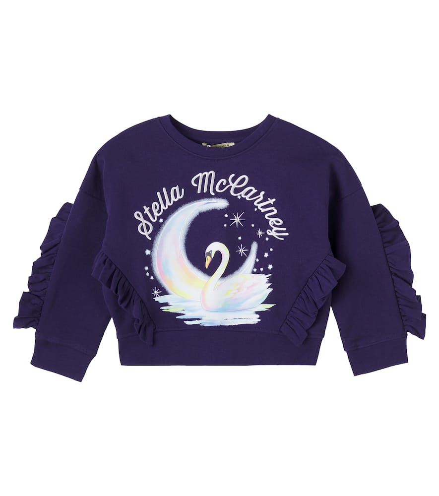 Stella Mccartney Ruffle-detail Graphic-print Sweatshirt In Blue