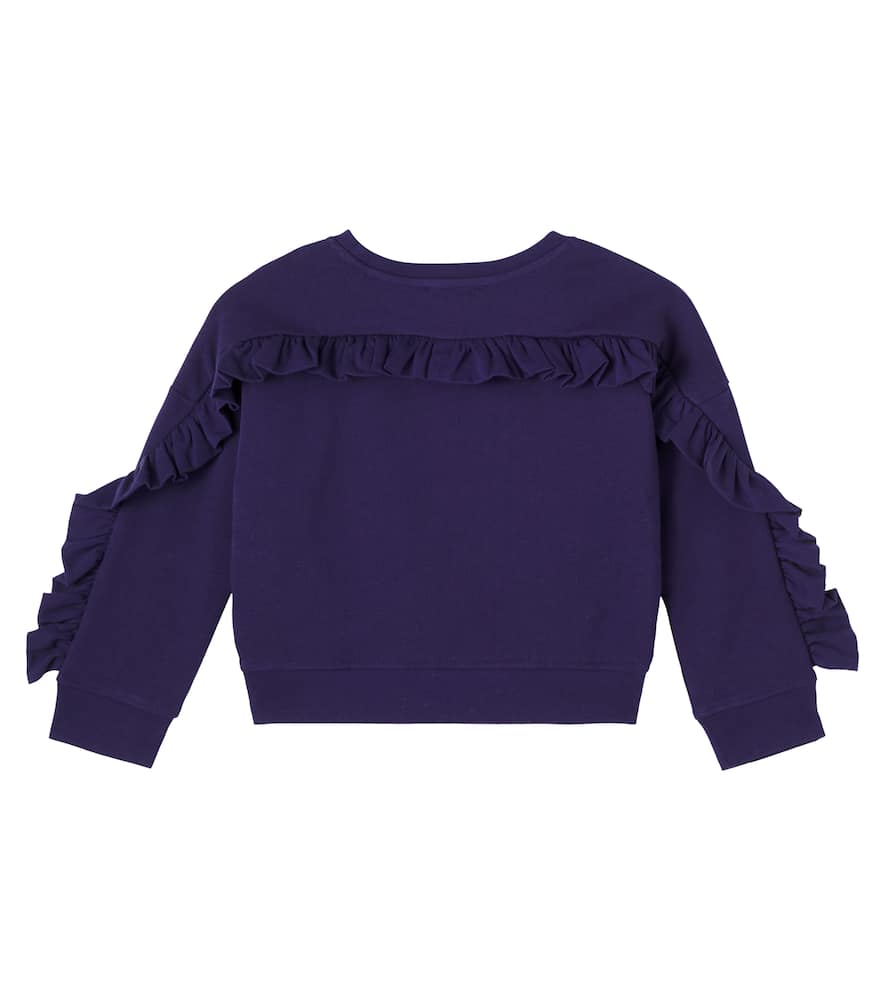 Stella Mccartney Ruffle-detail Graphic-print Sweatshirt In Blue