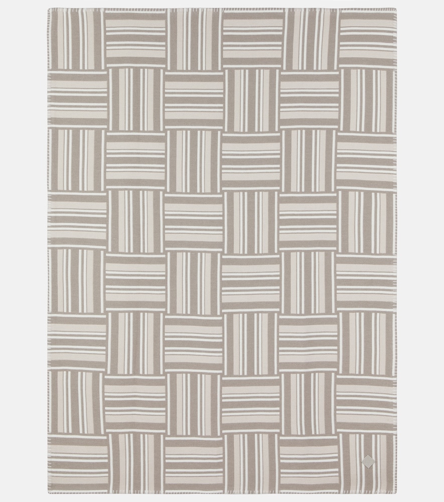 Loro Piana Intarsia Striped Wool And Cashmere Throw In Sand