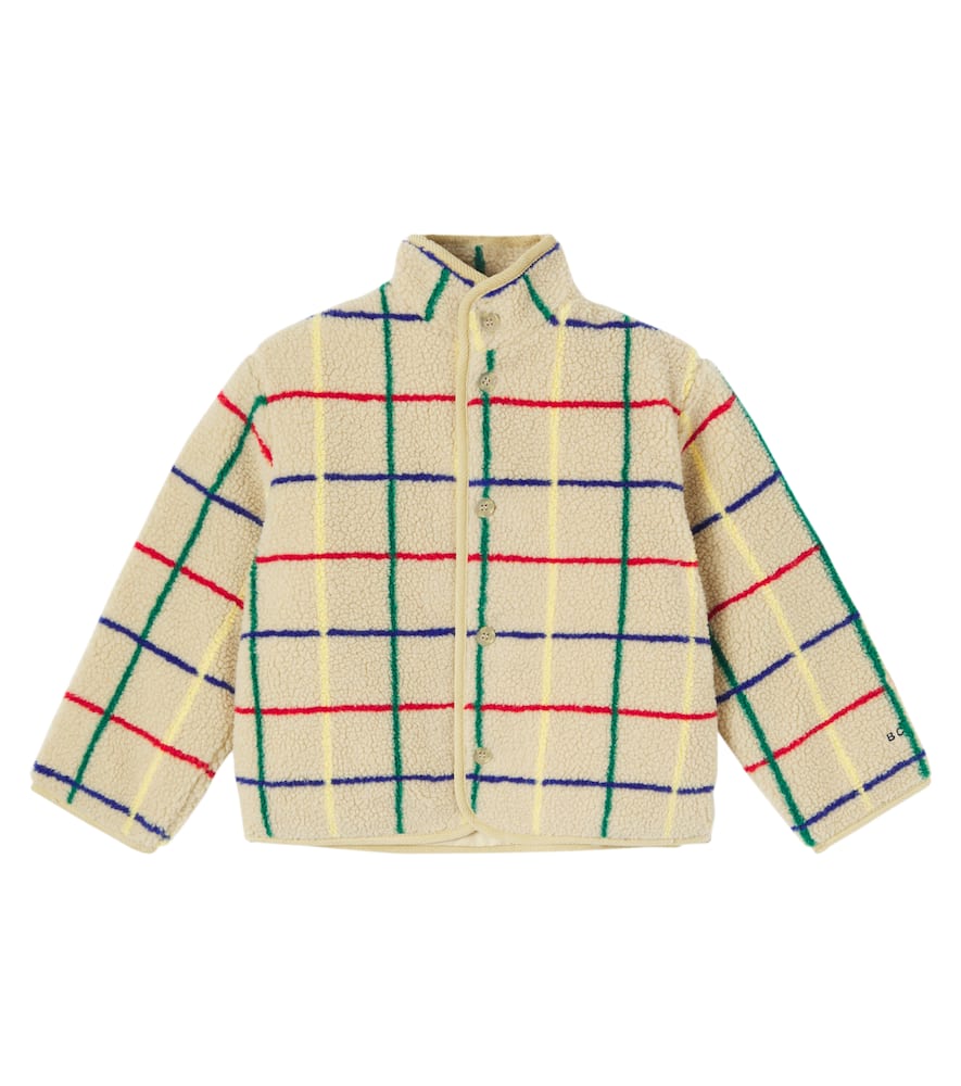 Bobo Choses Checked Teddy Fleece Jacket In Brown