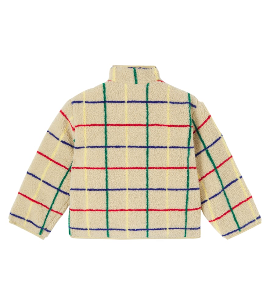 Bobo Choses Checked Teddy Fleece Jacket In Brown