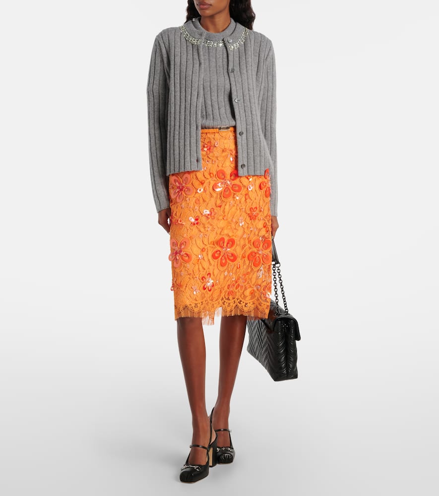 Gucci Embellished Wool And Cashmere Sweater In Gray