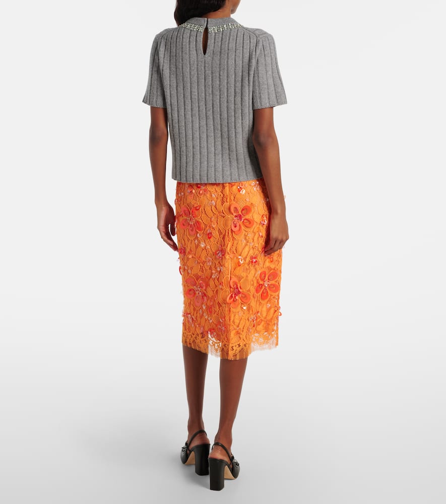 Gucci Embellished Wool And Cashmere Sweater In Gray