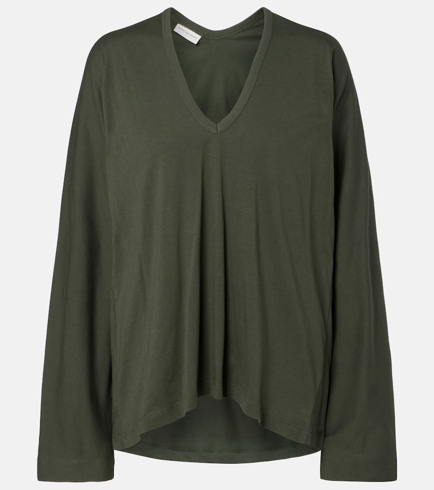 Dries Van Noten Top Aus Baumwoll-jersey In Green