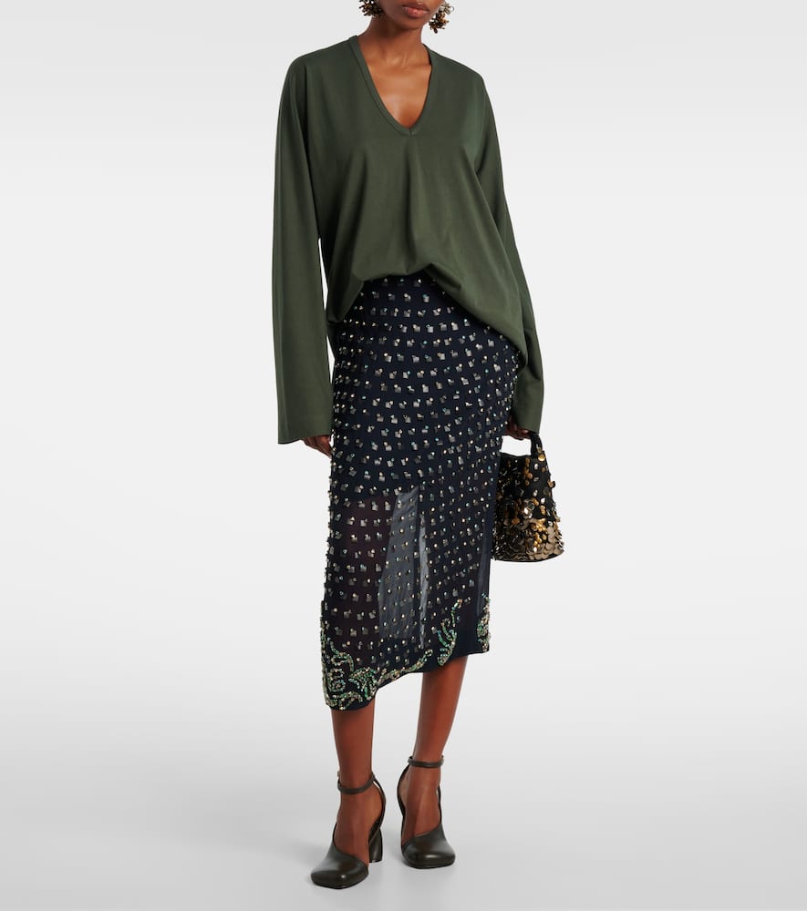 Dries Van Noten Top Aus Baumwoll-jersey In Green