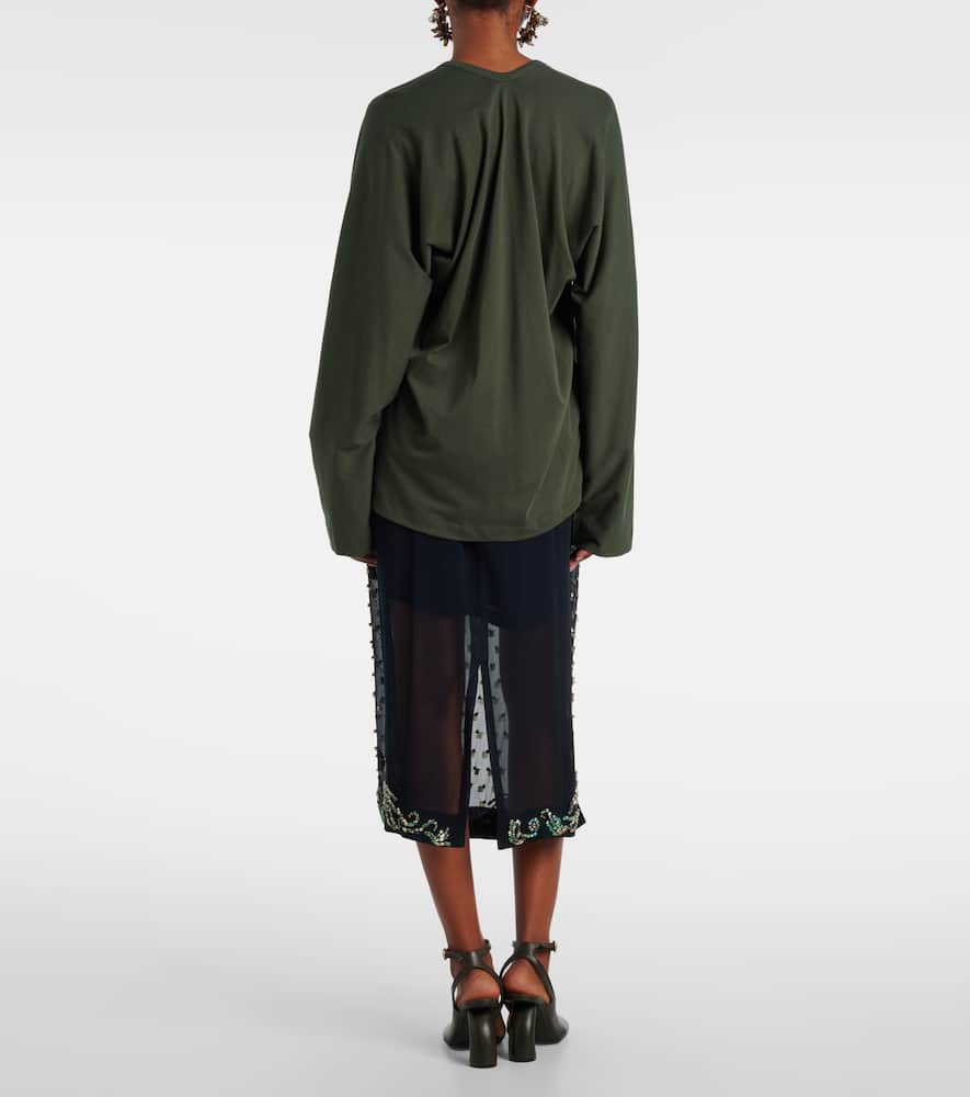 Dries Van Noten Top Aus Baumwoll-jersey In Green