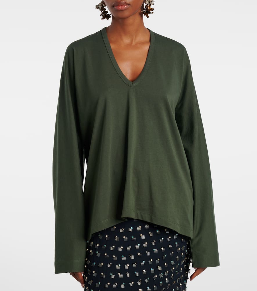 Dries Van Noten Top Aus Baumwoll-jersey In Green