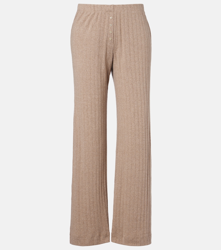 Leset Pointelle Cotton Wide Leg Pants