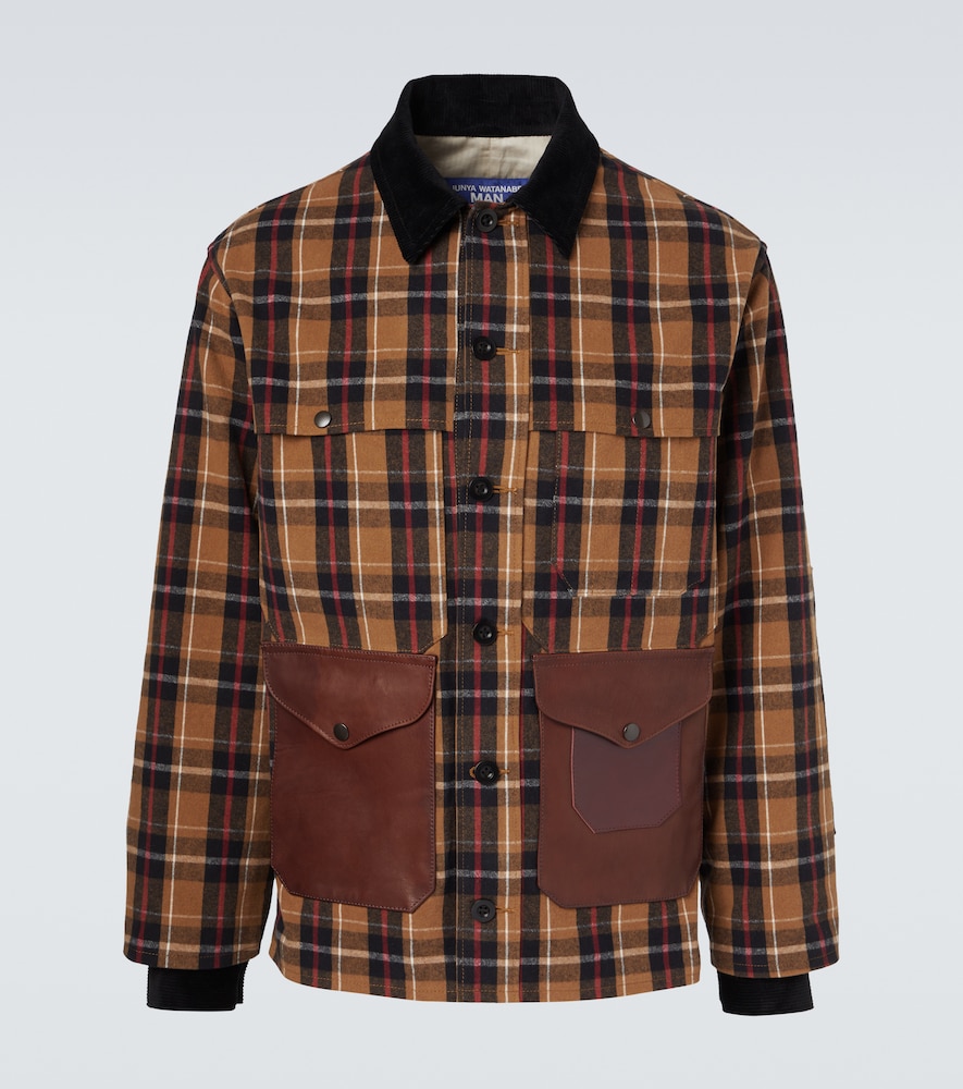 Junya Watanabe Checked Leather Trimmed Cotton Jacket
