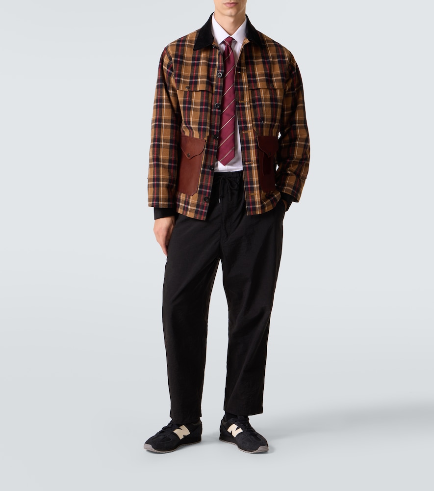 Junya Watanabe Junya Watanabe Checked Leather-trimmed Cotton Jacket 