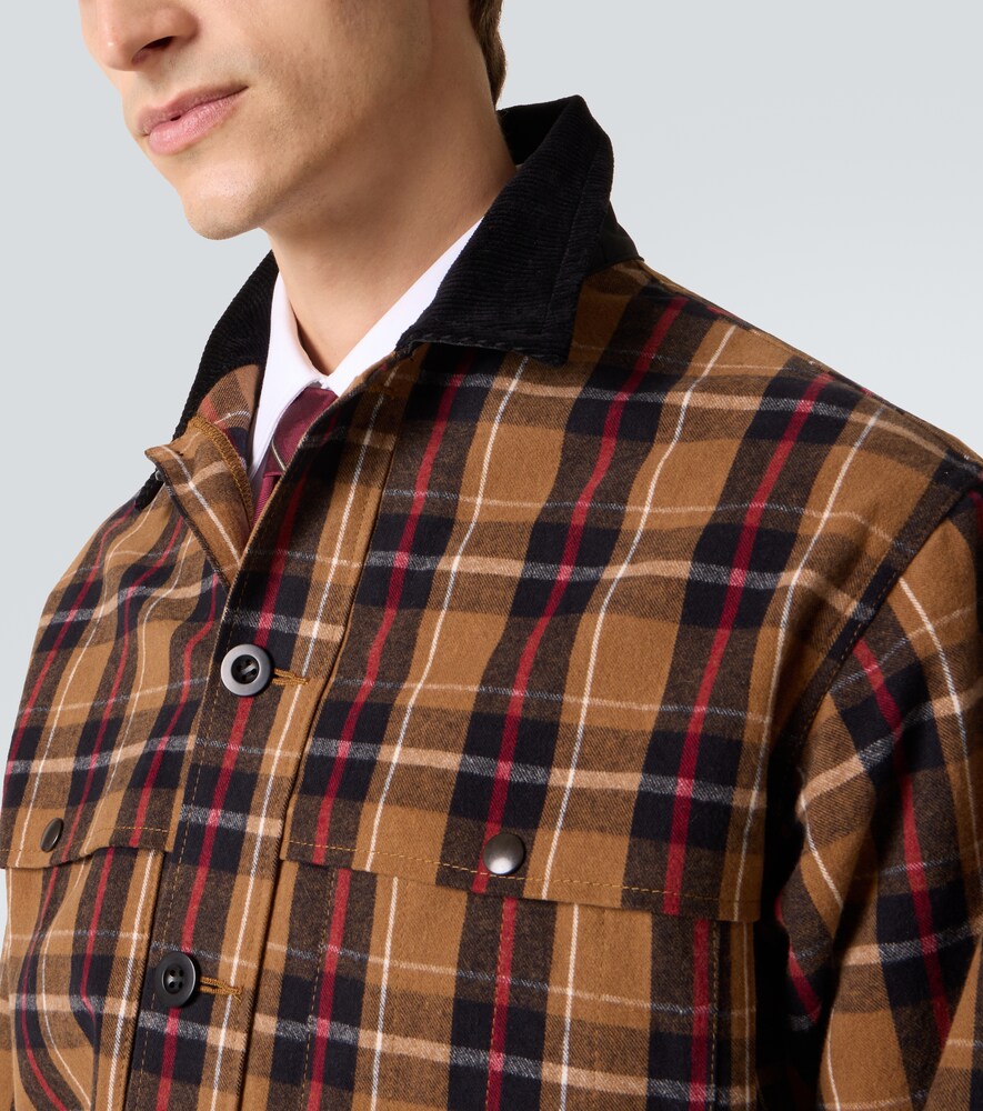  Junya Watanabe Junya Watanabe Checked Leather-trimmed Cotton Jacket 