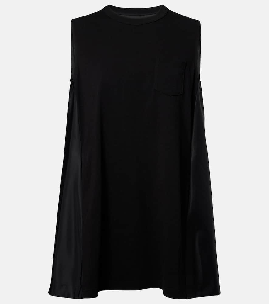 Sacai Crewneck Mini Dress In Black