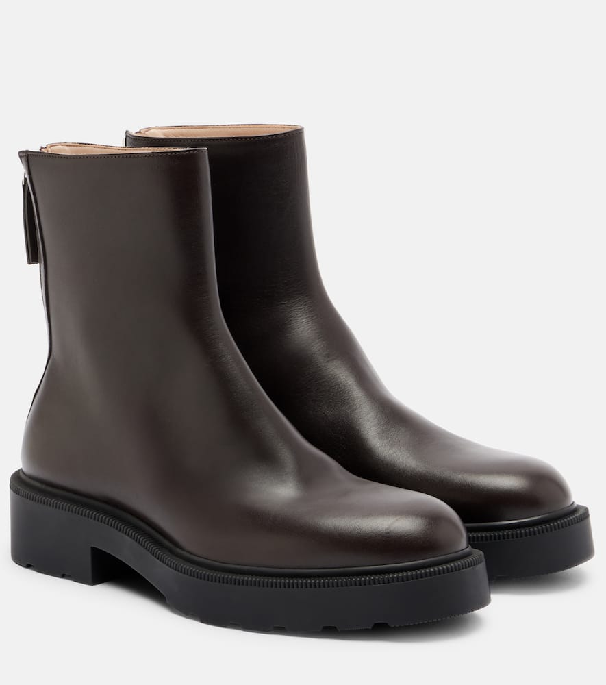 The Row Nobilis Fast Leather Ankle Boots In Brown